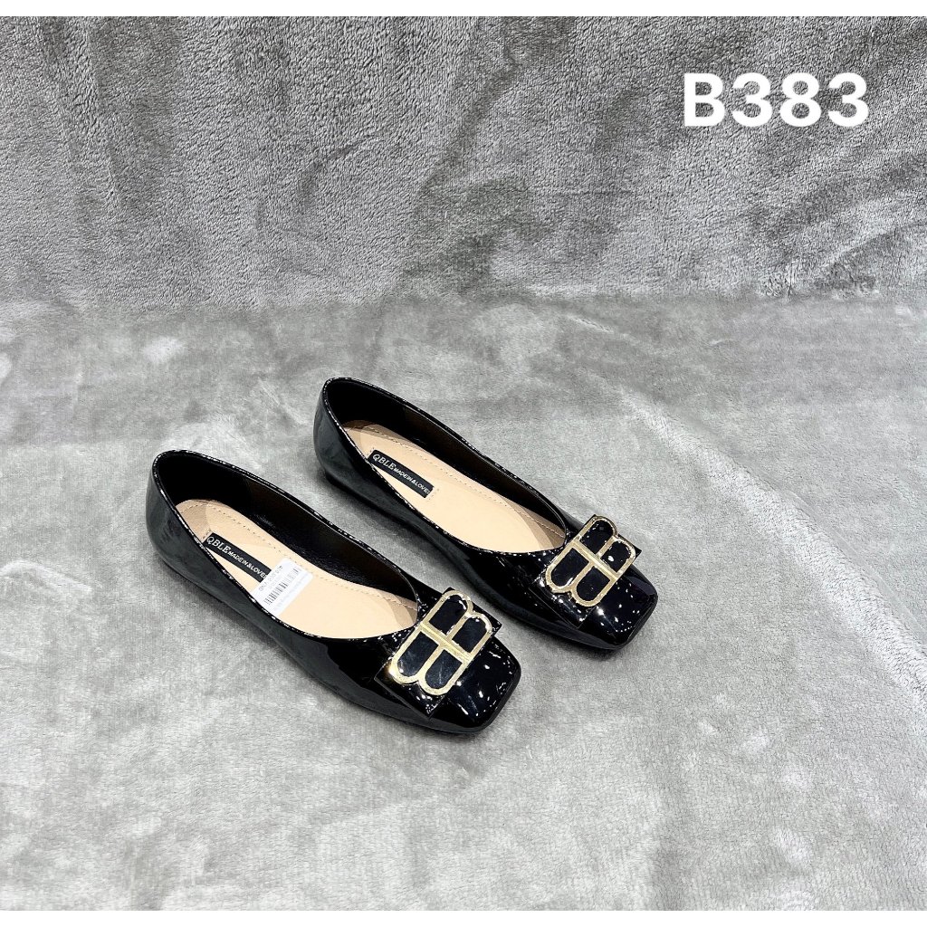 Giày búp bê mũi vuông da bóng - B383