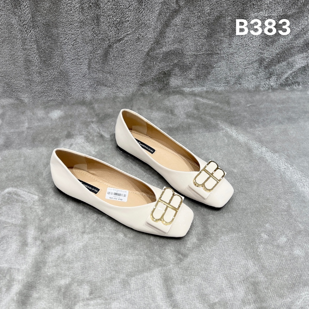 Giày búp bê mũi vuông da bóng - B383