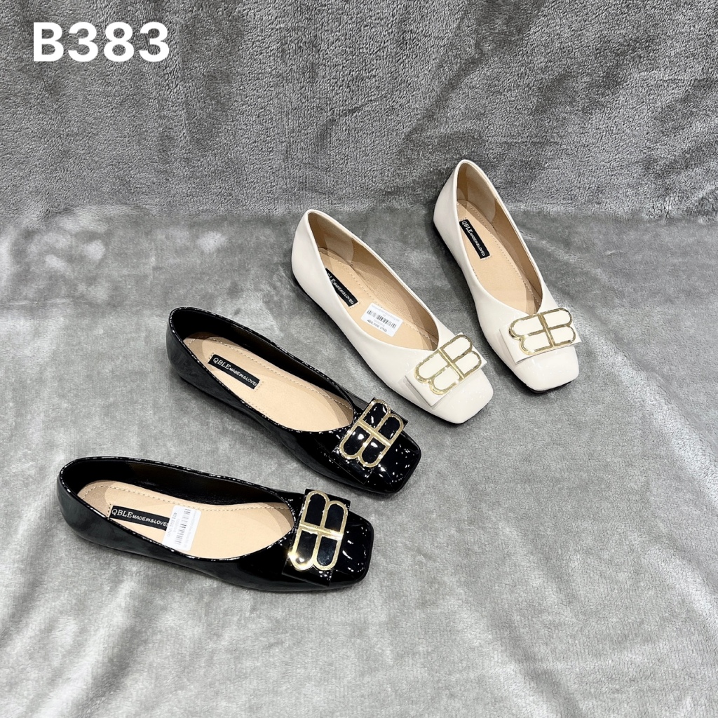 Giày búp bê mũi vuông da bóng - B383