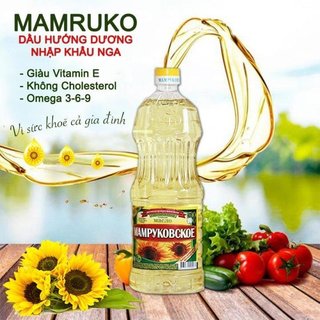  Dầu ăn hướng dương - Dầu hướng dương Mamruko - Dầu hướng dương nhậu khẩu Nga chính ngạch . Chai 1L 
