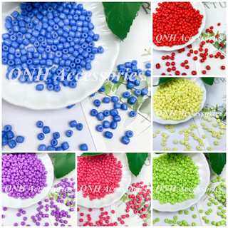 10g Hạt cườm thủy tinh 4mm màu đục dùng làm trang sức thủ công DIY