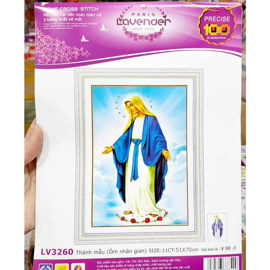 Tranh thêu chữ thập Chúa Giêsu, Đức Mẹ, tranh chưa thêu