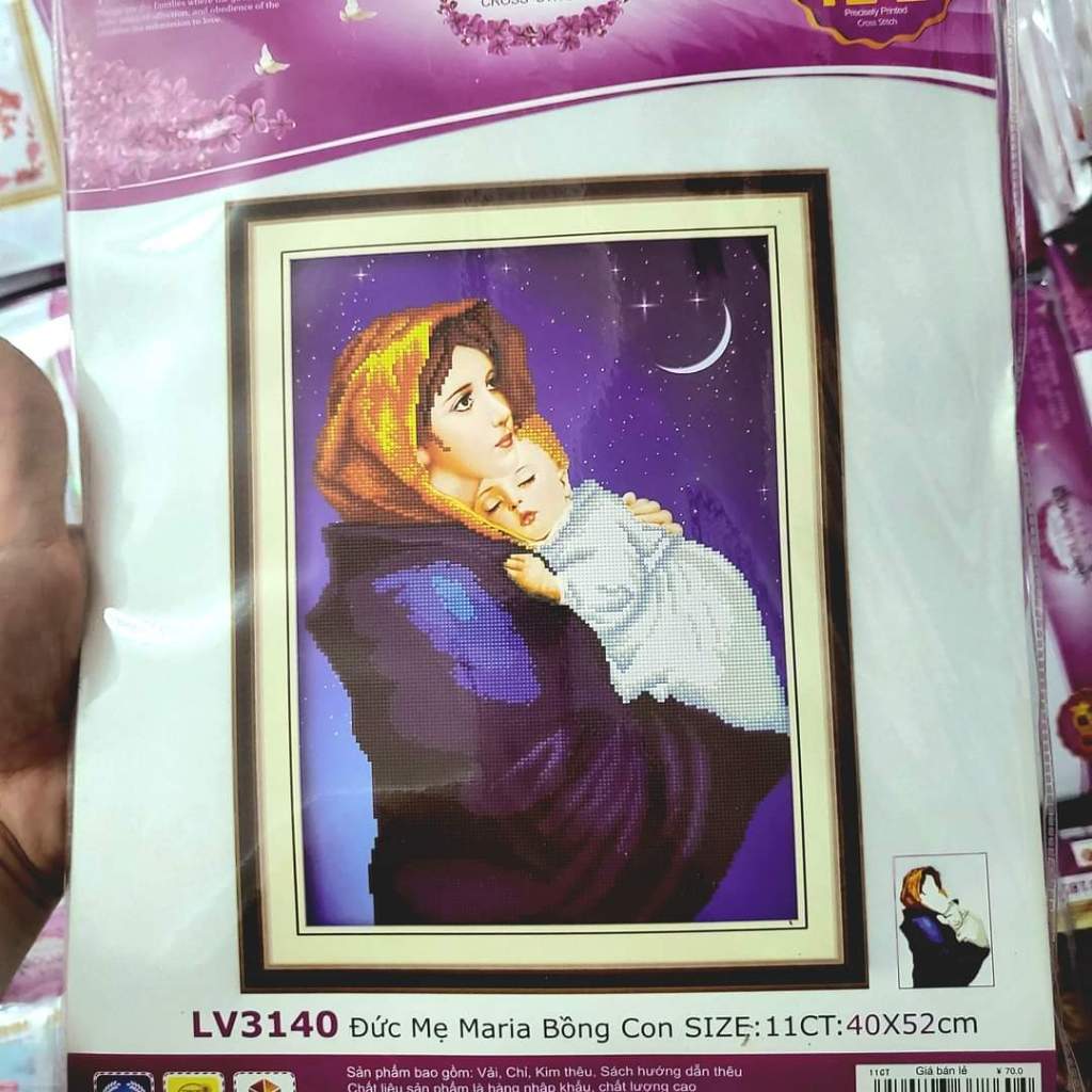 Tranh thêu chữ thập Chúa Giêsu, Đức Mẹ, tranh chưa thêu