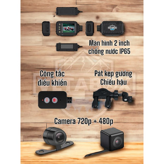 Camera Hành Trình Xe Máy Vetabox bản Basic - 2 camera 720p+480p - BH1TH