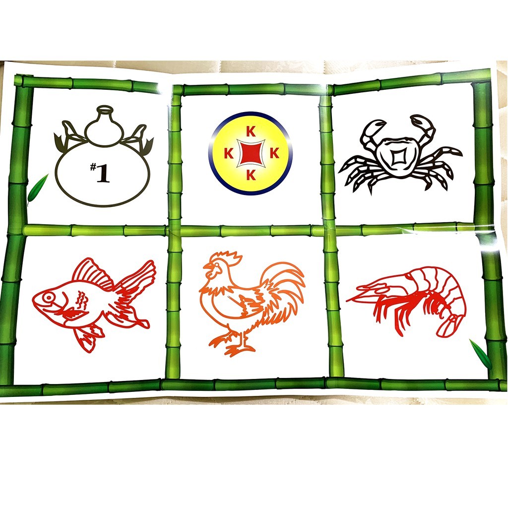 Bộ bầu cua cao cấp đồng tiền vàng LIÊN HIỆP THÀNH, Bàn lớn dày chống nước, hột xúc xắc loại xịn