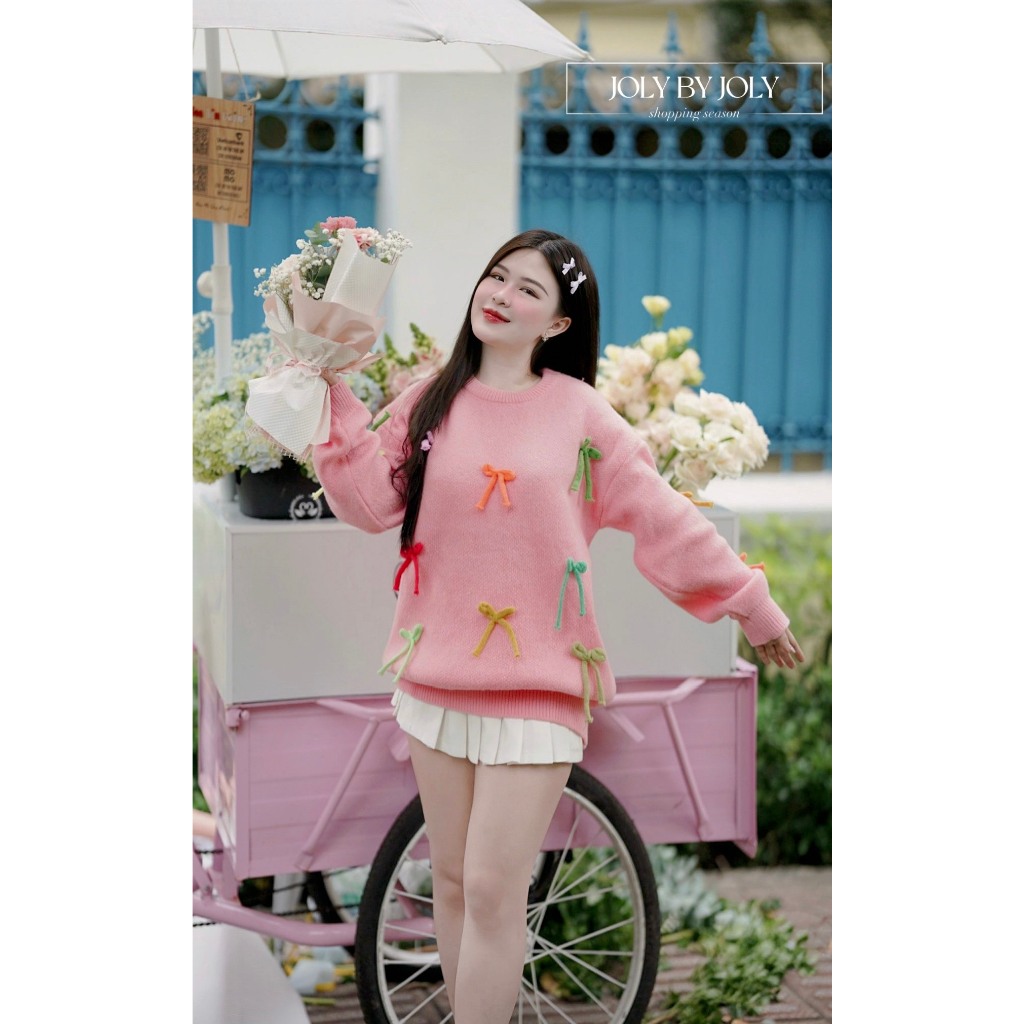 Áo Len Tay Dài Buộc Nơ Mang Đậm Phong Cách Hàn Quốc Tôn Dáng Thoáng Mát Khi Mặc