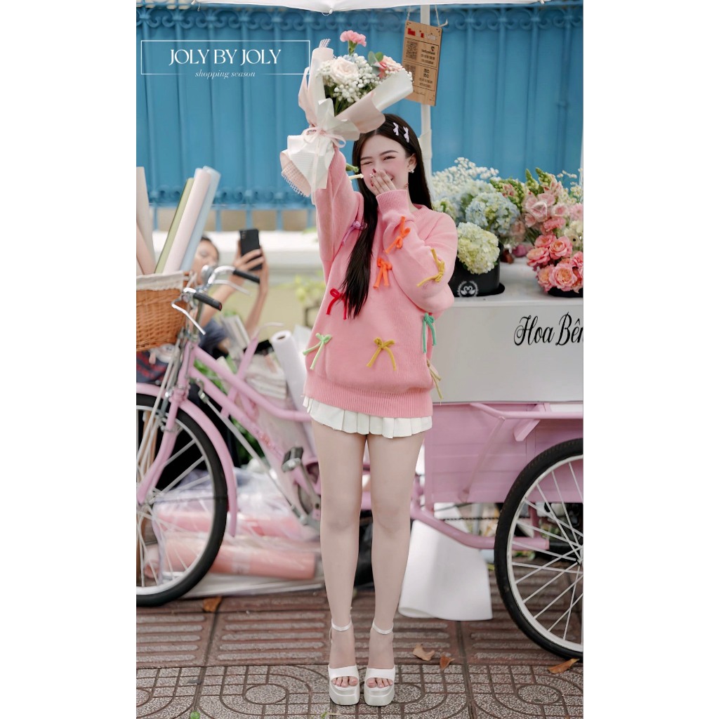 Áo Len Tay Dài Buộc Nơ Mang Đậm Phong Cách Hàn Quốc Tôn Dáng Thoáng Mát Khi Mặc