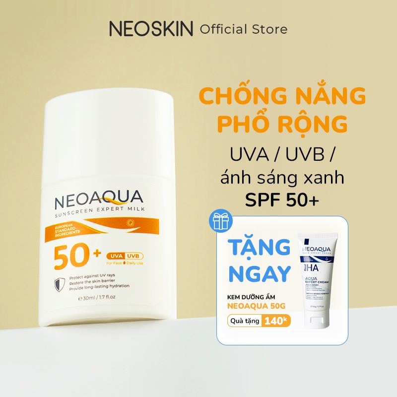 Kem Chống Nắng NEO AQUA 2in1 Nâng Tone Kiềm Dầu Cơ Chế Bảo Vệ Da 2 Tầng Vật Lý & Hóa Học EHG & TIO2 30ml (Tuýp)