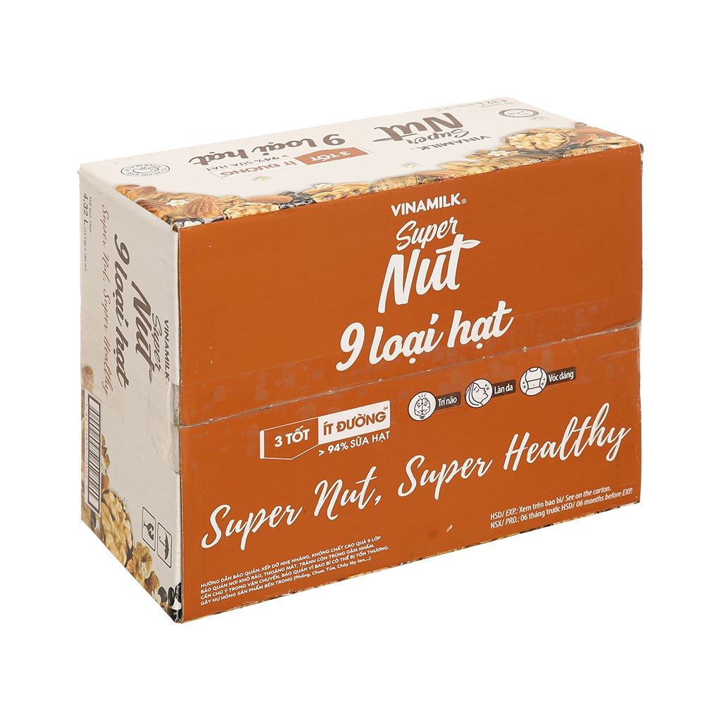 Sữa 9 loại hạt Vinamilk Super Nut - Thùng 24 hộp 180ml