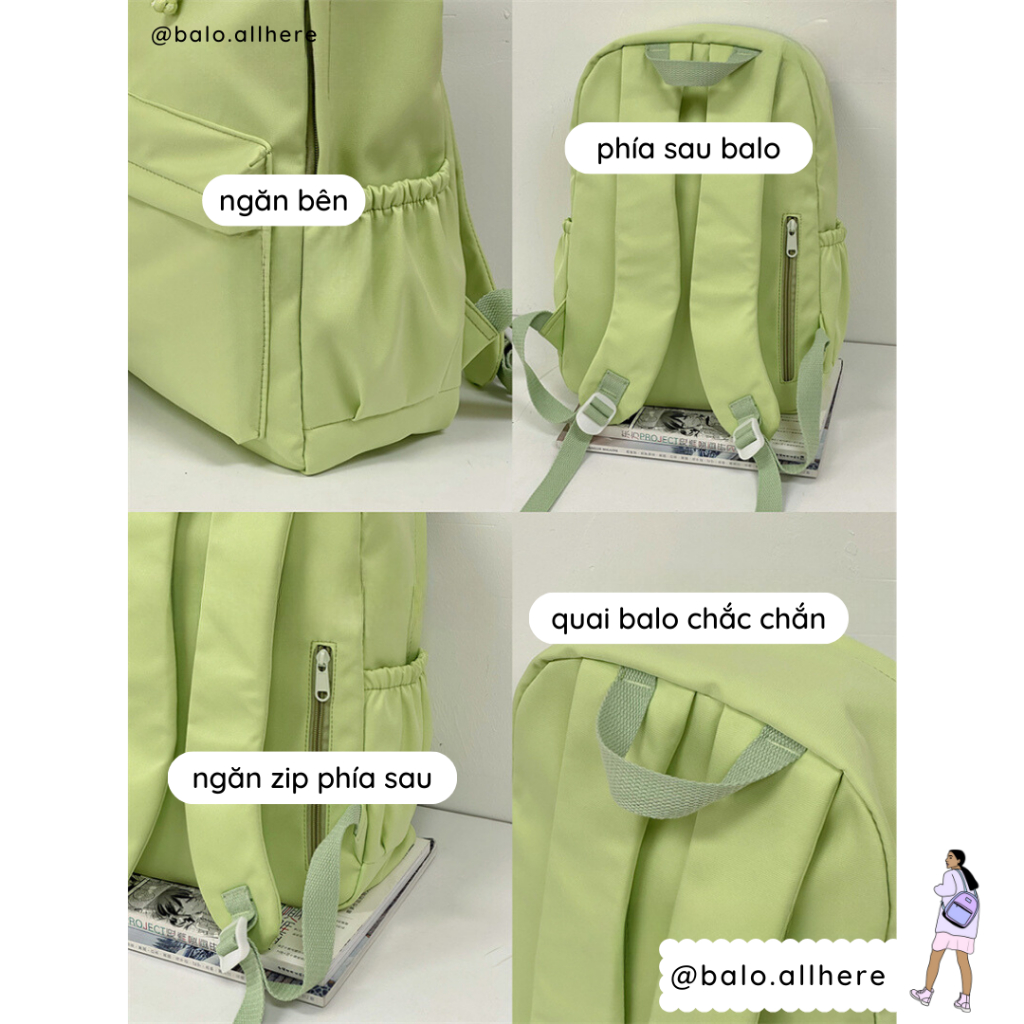 Balo Cặp Sách Đi Học Đơn Giản Pastel