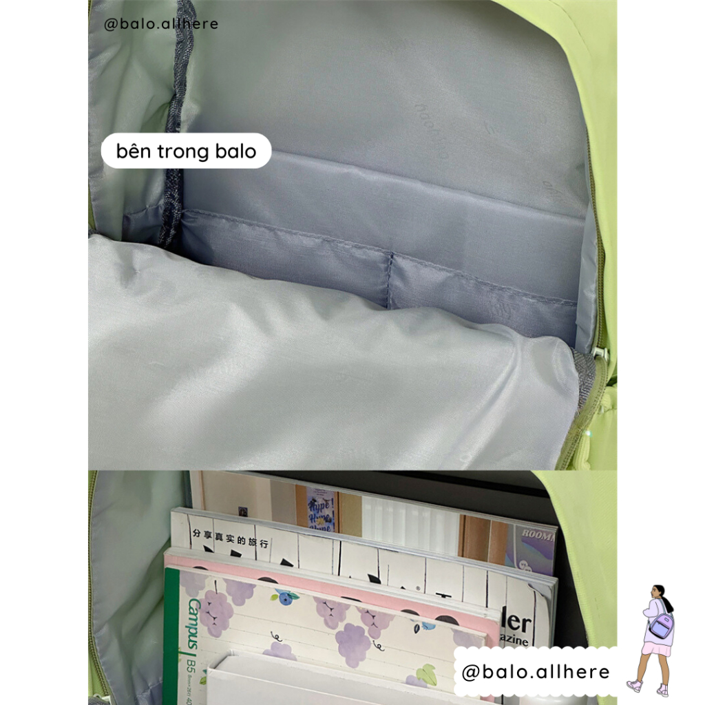 Balo Cặp Sách Đi Học Đơn Giản Pastel