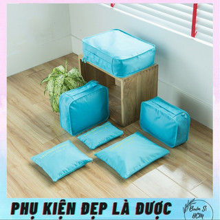 Combo 6 Túi Đựng Đồ Du Lịch xếp gọn gàng trong vali Chống Thấm, Bộ 6 túi đựng đồ đi du lịch dã ngoại gọn nhẹ tiện dụng