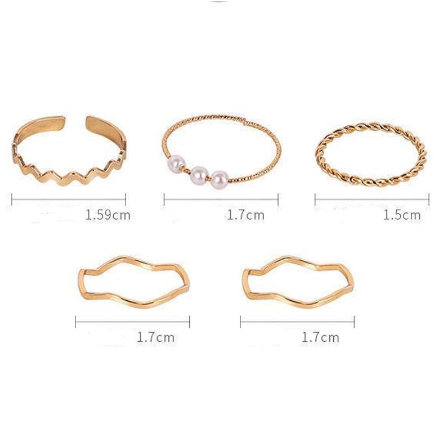 Set 5 nhẫn nữ mạ bạc xinh xắn phong cách hàn quốc