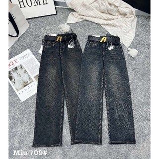 Quần jeans suông kèm đai hàng QCL1