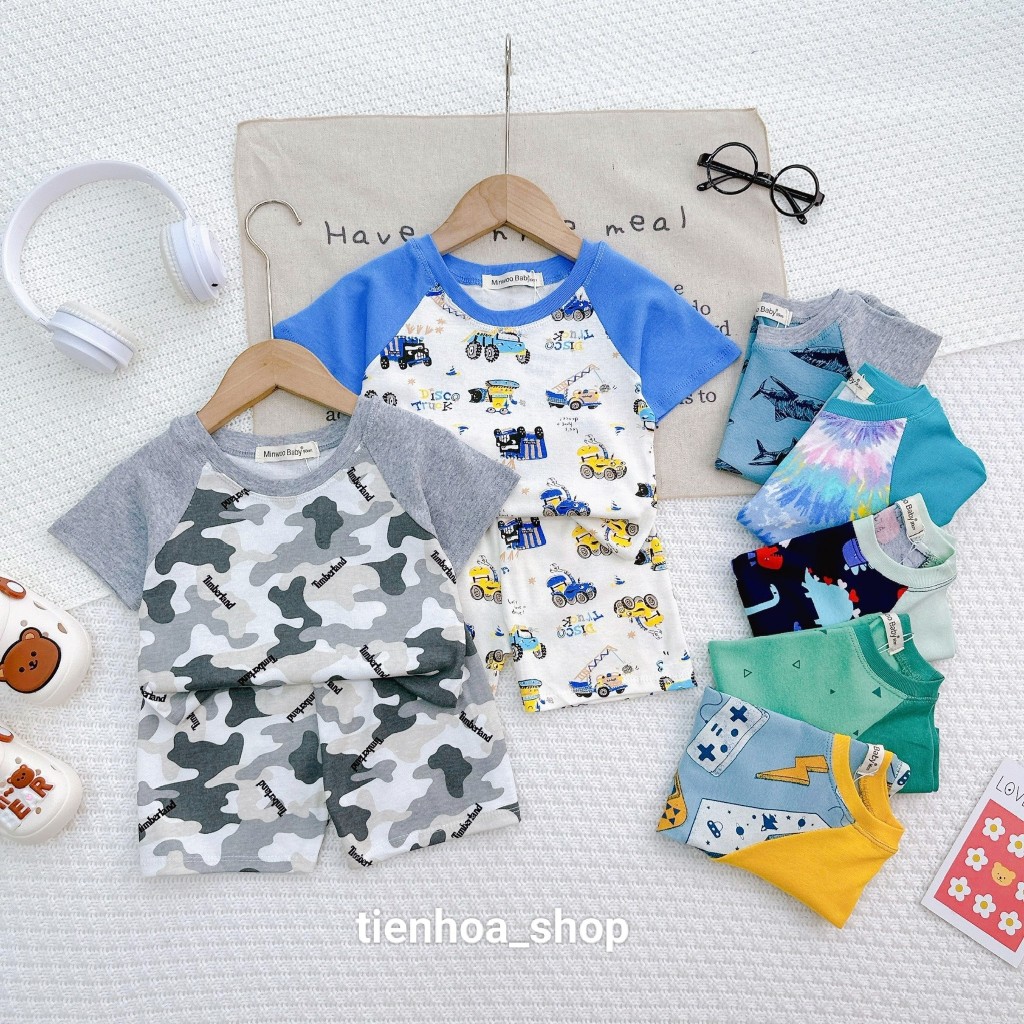 Bộ ngắn tay quần đùi ráp lăng tay màu Bozip siêu mềm mịn mát cho bé trai -BẢNG 3 - HÀNG LOẠI 1