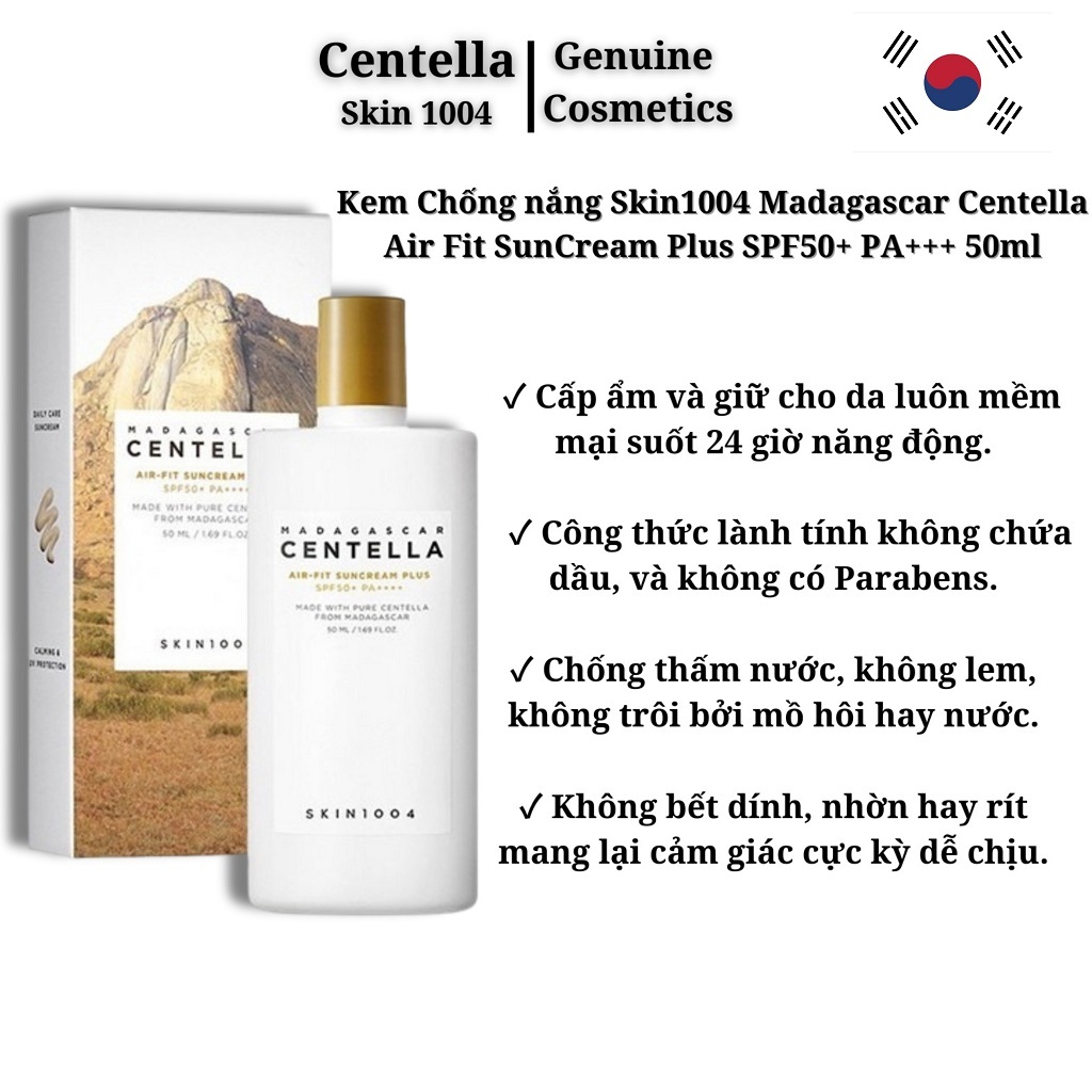Kem Chống nắng Skin1004 Madagascar Centella Air Fit SunCream Plus SPF50+ PA+++ 50ml