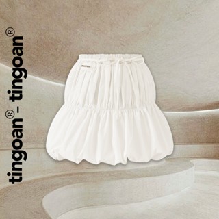 TINGOAN® - Chân váy ngắn cạp chun phối dây nơ eo trắng JENNIE SKIRT/WH