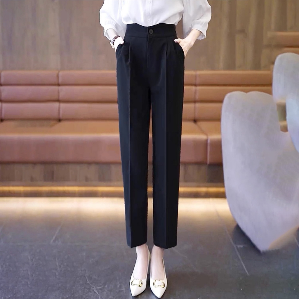 Quần tây baggy nữ lưng cao thun sau thiết kế lượn sóng đẹp mềm mại ấn tượng - 234