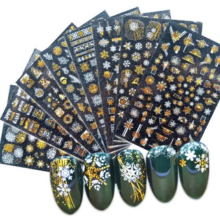 Sticker dán móng tay trang trí Giáng sinh Noel hình hoa tuyết, sticker chủ đề hoa tuyết