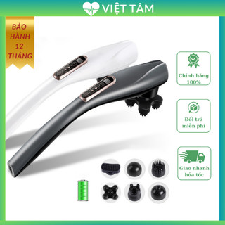 Máy Massage Cầm Tay, Máy Đấm Lưng Sạc Pin Không Dây 6 Đầu Phiên Bản Cao Cấp 2023 (Bảo Hành 1 Năm)