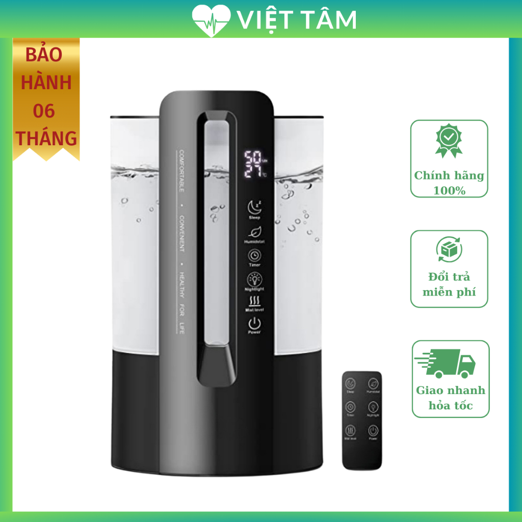 Máy Tạo Ẩm Phun Sương Không Khí Công Suất Lớn Dung Tích 4L, Khuếch Tán Tinh Dầu, Chế Độ Hẹn Giờ Thông Minh