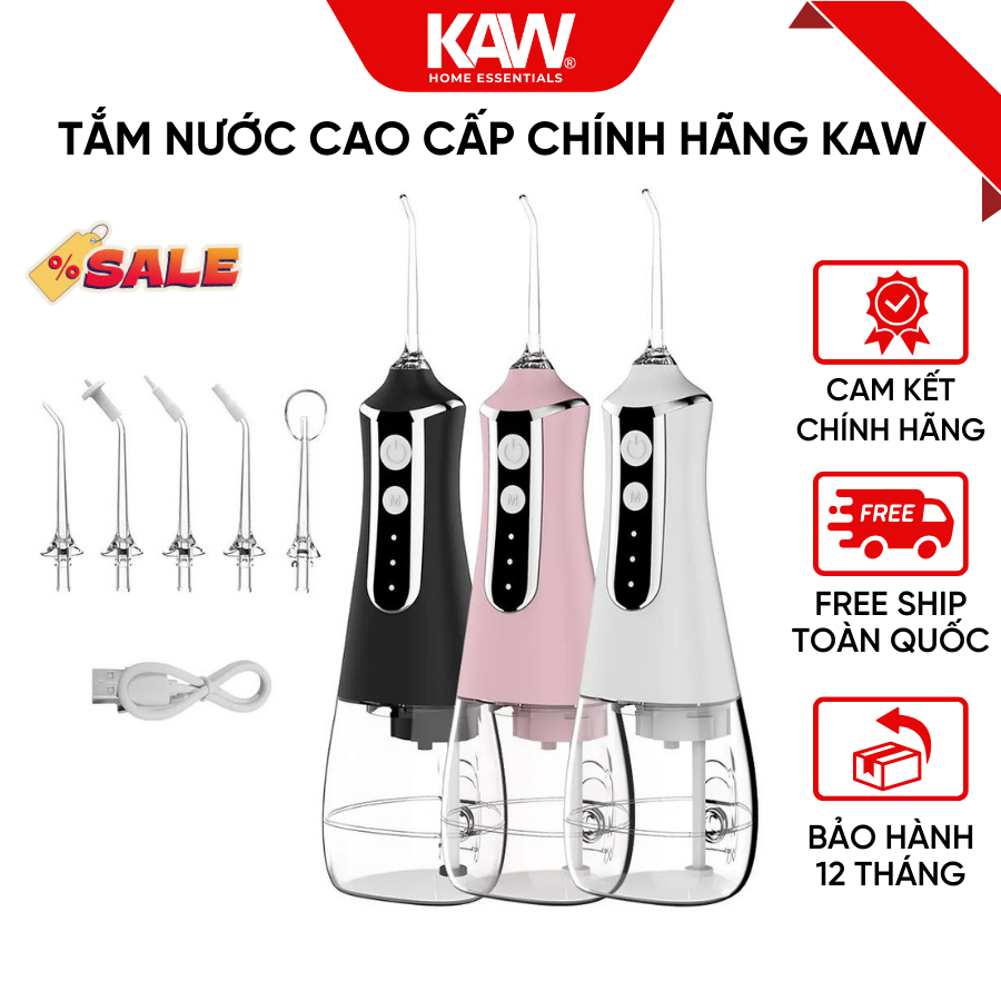 Máy Tăm Nước Chính Hãng KAW, Tăm Nước Cầm Tay, Vệ Sinh Răng Miệng, Bảo Hành 12 Tháng