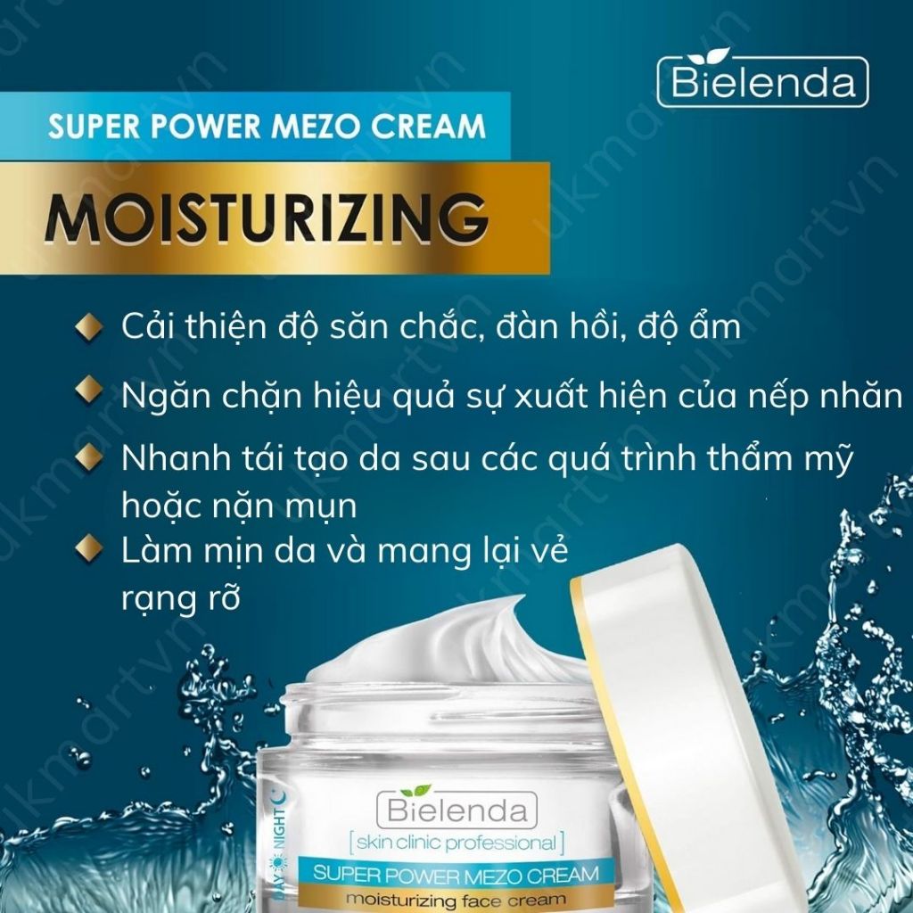 Kem dưỡng Bielenda Super Power Mezo Skin Clinic Correcting sáng da, mờ thâm/ Moisturizing dưỡng ẩm, phục hồi