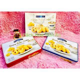 Bánh Quy Bơ Cao Cấp WHITE CASTLE LUXURY Hộp Thiếc 240g nhập khẩu - có túi xách tết an khang
