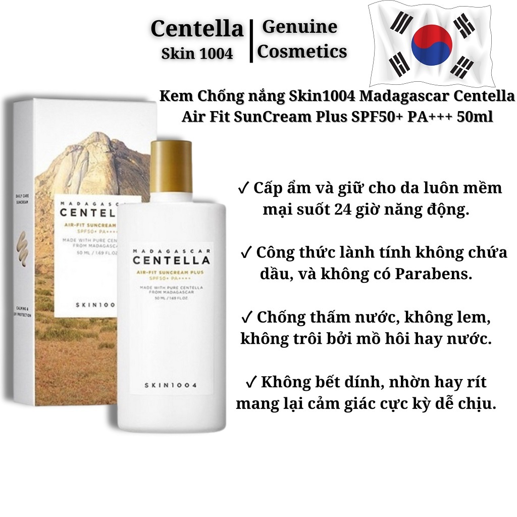 Kem Chống nắng Skin1004 Madagascar Centella Air Fit SunCream Plus SPF50+ PA+++ 50ml