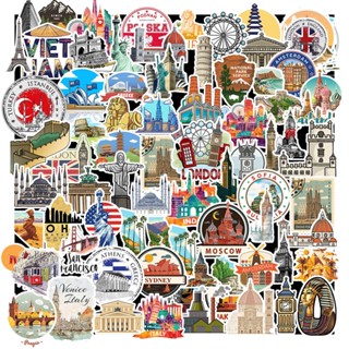 Set 50 Chiếc Sticker Chống Nước KÌ QUAN THẾ GIỚI - TRAVEL DU LỊCH Dùng Dán Mũ Bảo Hiểm, Laptop, Vali, Xe Máy, Đàn Guitar