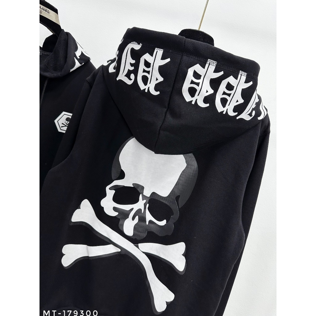 Áo Hoodie Nam Nữ Phối zip In Họa Tiết Đầu Lâu Trắng Sau Lưng Philip Mũ 2 Lớp Form Rộng Chất Vải Nỉ bông Siêu Hót Mùa Mới