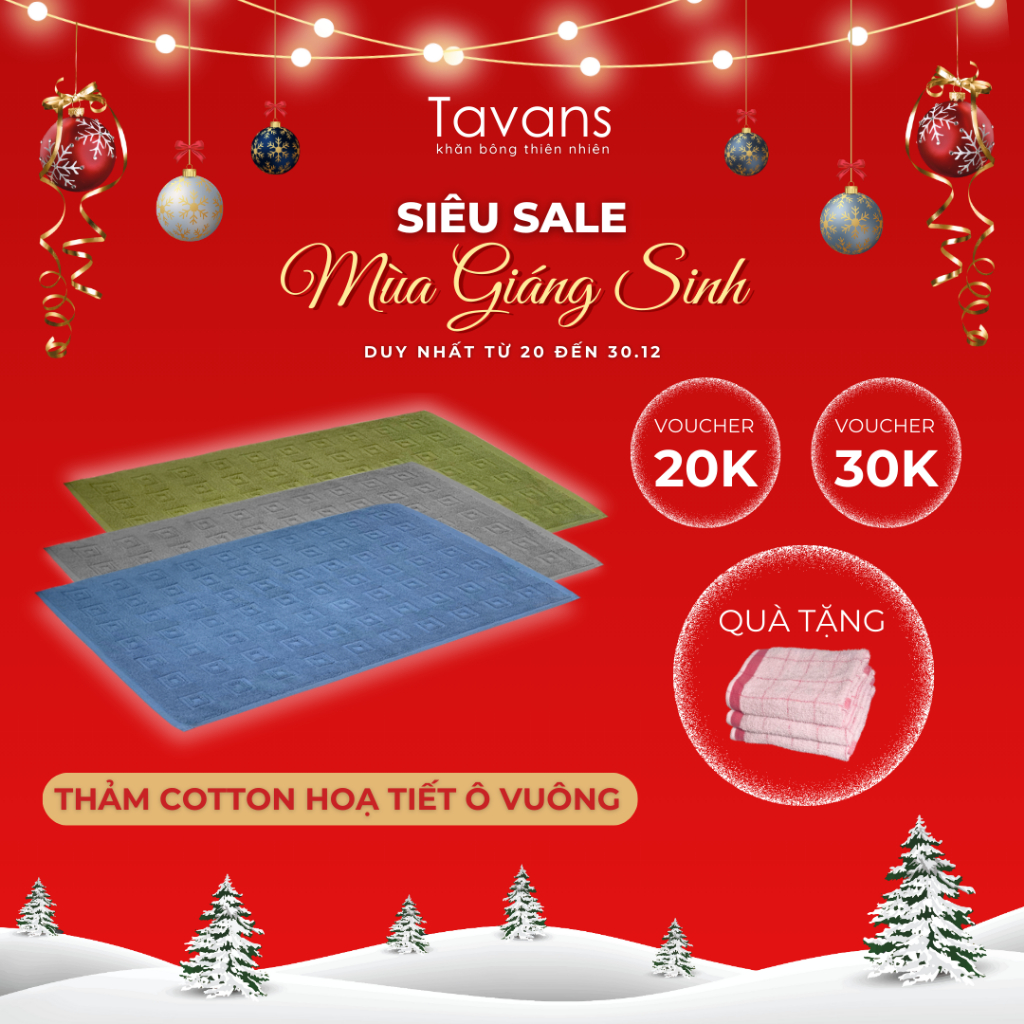 KHĂN THẢM CHÂN CHẤT LIỆU 100% COTTON THẤM HÚT NƯỚC - TAVANS 250