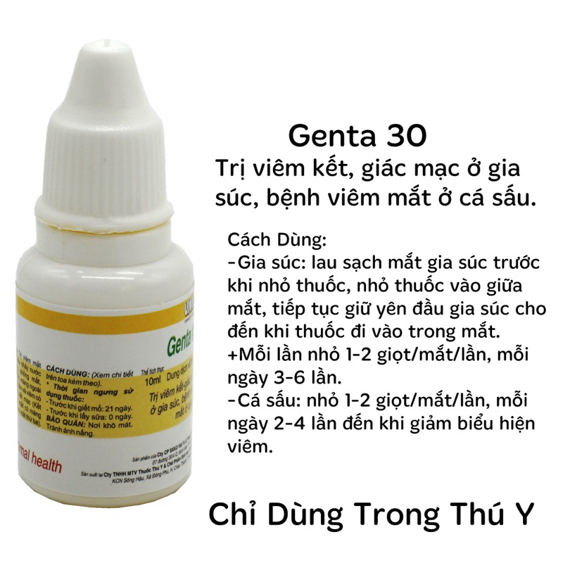 GENTA 30 nhỏ mắt cho chó mèo tri viêm nhiem trụng