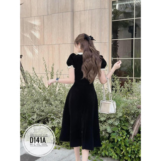BIGSIZE NHUNG LE Đầm nhung phối D141A