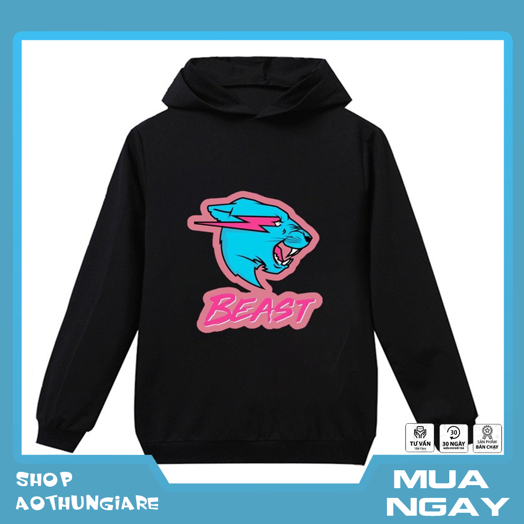 HOT Mr Beast Lightning Áo Hoodie Cotton Tay Dài In Hoạt Hình Thoải Mái Thời Trang Cho Bé Trai Và Bé Gái