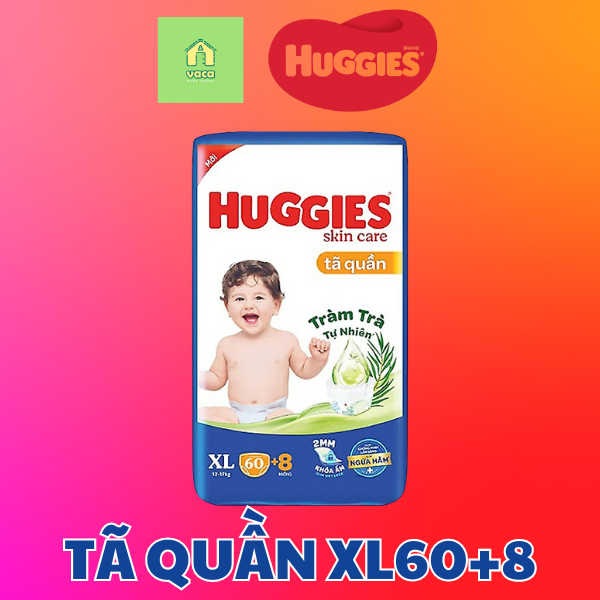 Tã bỉm quần Huggies Skincare cực đại đủ size M76/L68/XL60/XXL54 tặng 8 miếng