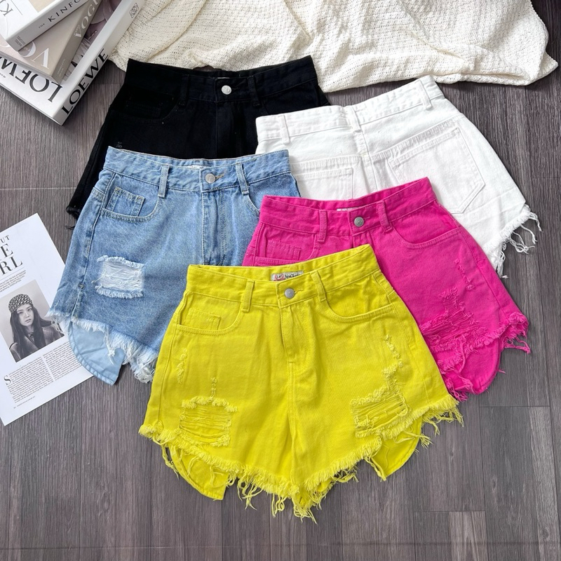 Quần shot kaki jeans ngắn tua lại thời trang nữ cao cấp -ms 143