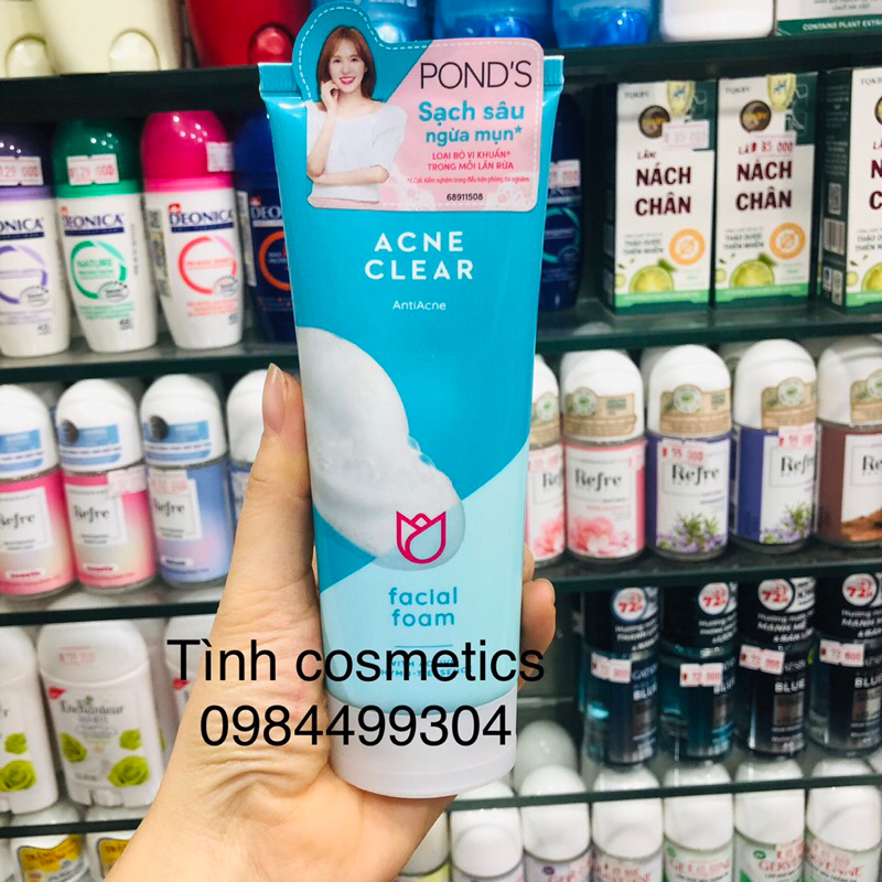 Sữa Rửa Mặt Pond'S Acne Clear Giảm Mụn,ngừa mụn hiệu quả,sạch bụi bẩn,dầu nhờn và vi khuẩn, tuýp 100g