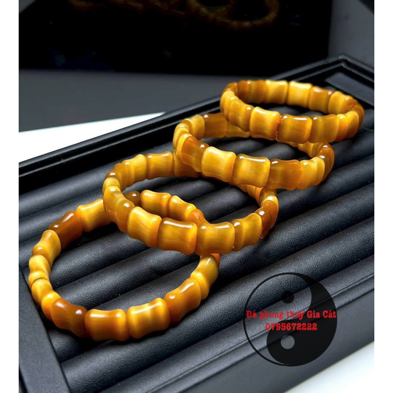 Vòng tay mắt hô vàng tâm đẹp vip 8a dạng bản xỏ thun kiểm định