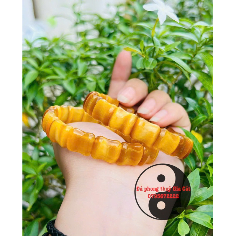 Vòng tay mắt hô vàng tâm đẹp vip 8a dạng bản xỏ thun kiểm định