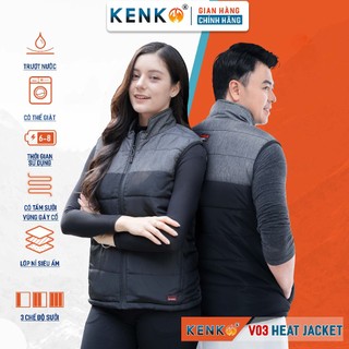 Áo sưởi gile Nhật Bản KENKO V03 lót nỉ siêu ấm với 9 vùng nhiệt bảo hành pin 1 năm