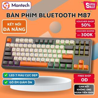 Bàn Phím Bluetooth Không Dây 2 Mode M87, Led 7 Màu Cực Đẹp, Phím Gõ Êm Kết Nối Cho Máy Tính Laptop Ipad
