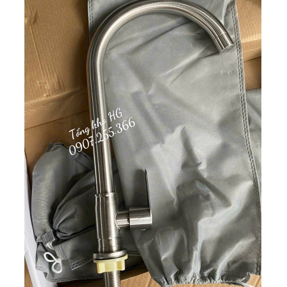 VÒI RỬA CHÉN (BÁT) LẠNH PHI 24 inox mờ XOAY 360 ĐỘ NƯỚC RA MẠNH GIẢM CHẤN