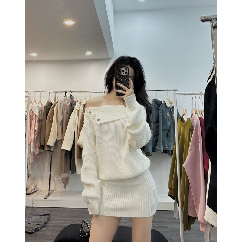 Váy len trễ vai siêu hot