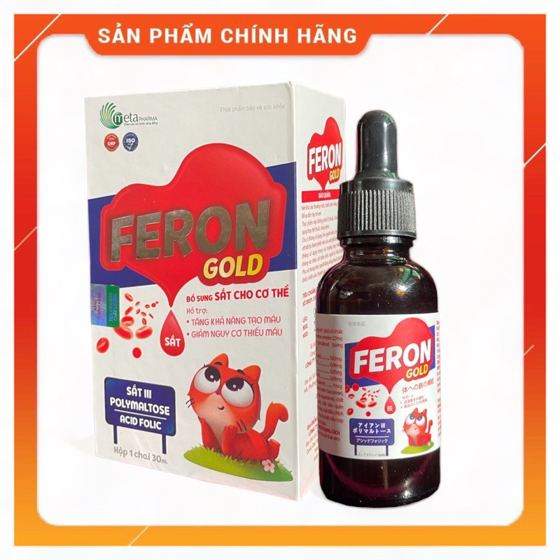 Sắt Hữu Cơ FERON GOLD Dùng Cho Trẻ Em, Người Lớn Bị Thiếu Máu Do Thiếu Sắt Chai 30ml Dạng Nhỏ Giọt