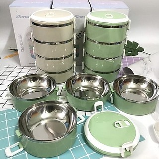 Hộp đựng cơm cặp lồng cơm giữ nhiệt lúa mạch 4 tầng ruột inox chất lượng số 1