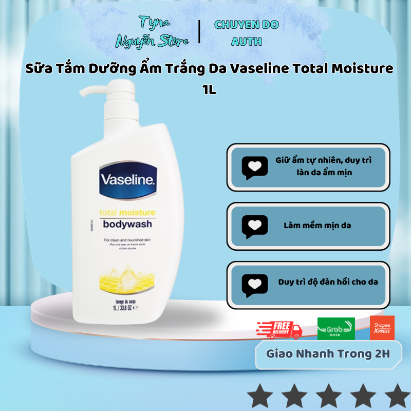 Sữa Tắm Dưỡng Ẩm Trắng Da Vaseline Total Moisture 1L