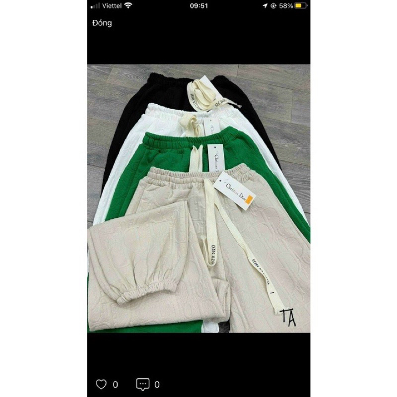 QUẦN ỐNG RỘNG BO GẤU VẢI XỐP RẬP CHỮ NỔI