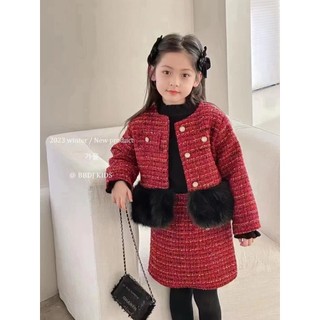 (Sẵn)(12-27kg)[ Hàng QCCC] Set dạ đỏ mặc Tết cho bé gái hàng cao cấp