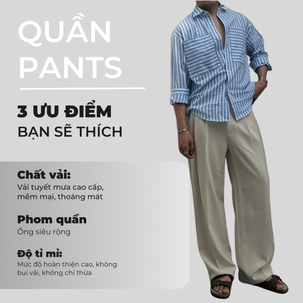 Quần Vải Ống Rộng CLASSY Wide leg Pants Phong Cách Năng Động Cá Tính